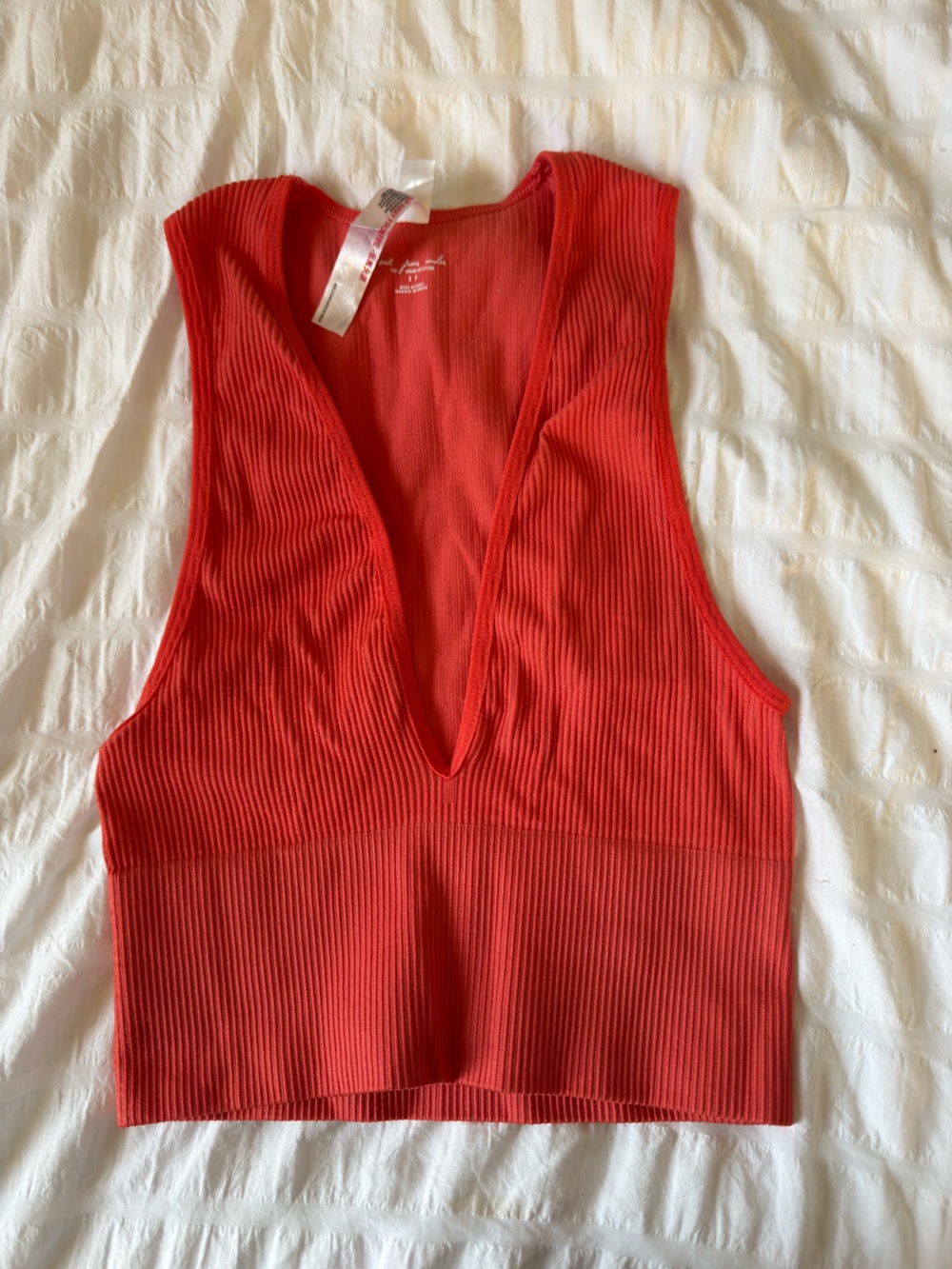 Urban Outfitters Dark Orange Ribbed V-Neck Tank Top